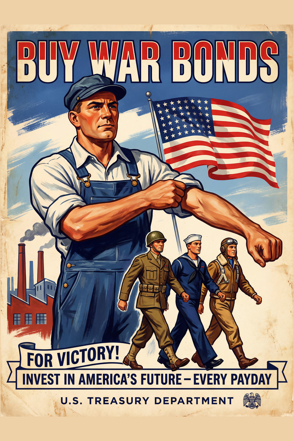 Buy War Bonds — For Victory (WWII American Poster)