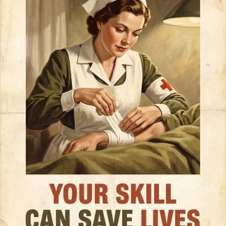 Your Skill Can Save Lives — U.S. WWII War Nurse Recruitment Poster
