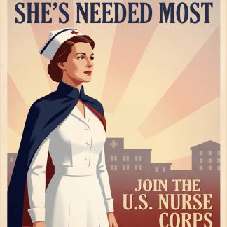 She Serves Where She’s Needed Most — U.S. Nurse Corps WWII Recruitment Poster