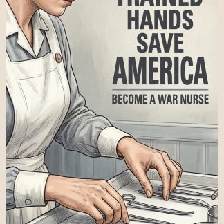 Trained Hands Save America — U.S. WWII War Nurse Recruitment Poster